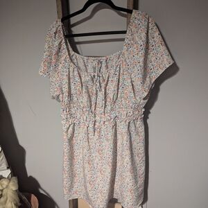 Floral Print Dress with Elastic Waist